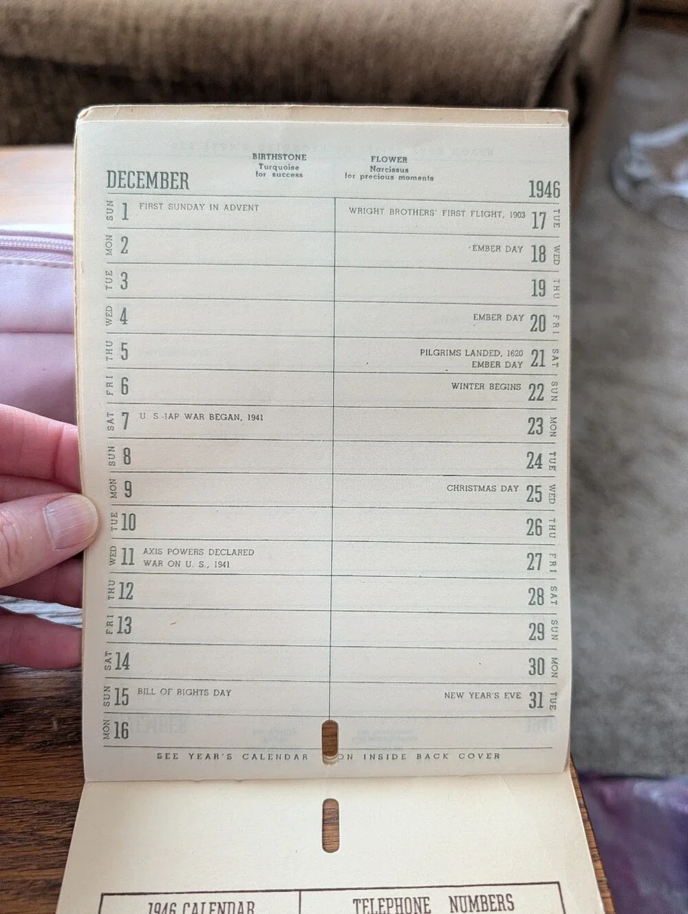 Vintage 1946 Calendar